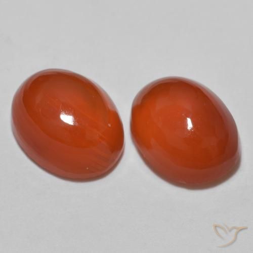 Gemme di Agata Arancio Medio naturale da 2.67 ct, Taglio ovale, Traslucido