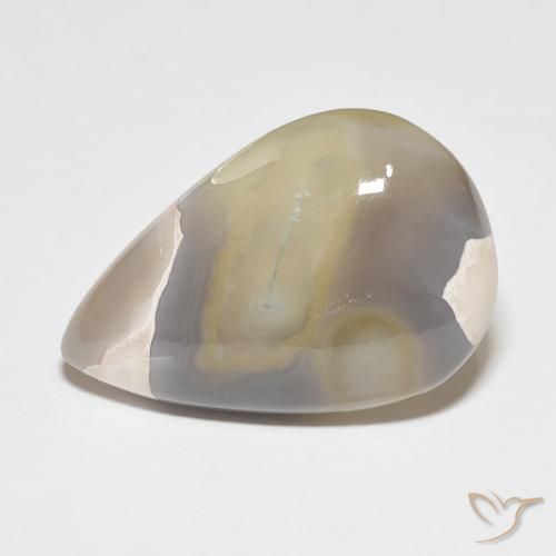 26.97ct Naturale Multicolore Bianco Agata, Forma a pera, Opaco
