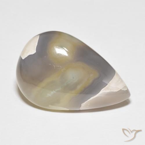Agata Multicolore Bianco naturale da 26.97 ct, Forma a pera, Opaco