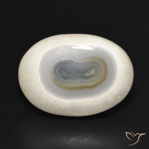 21.41ct Naturale Multicolore Bianco Agata, Ovale, Opaco