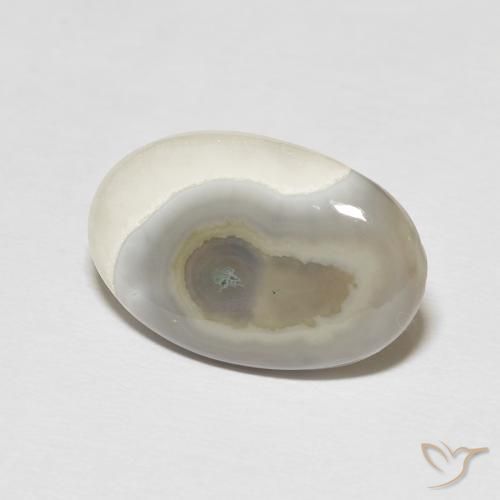 Agata White Cream naturale da 11.57 ct, Ovale, Opaco