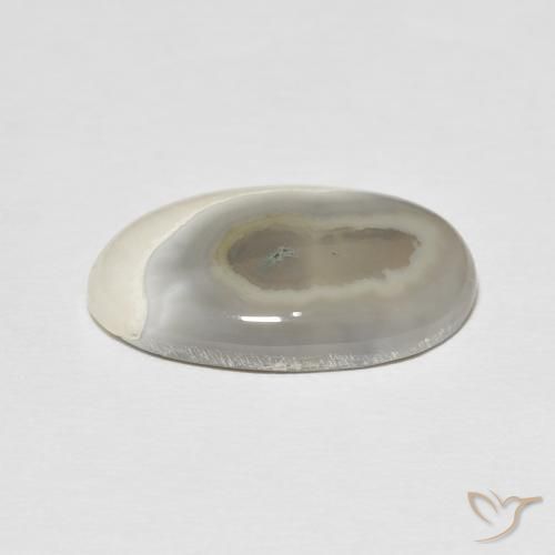 Agata White Cream naturale da 11.57 ct, Ovale, Opaco