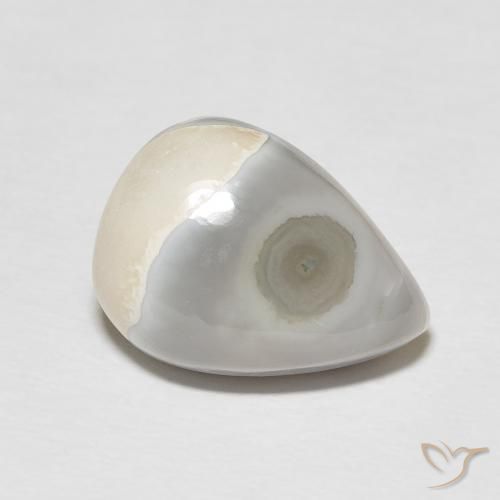 Agata Bianco caldo naturale da 8.53 ct, Forma a pera, Opaco