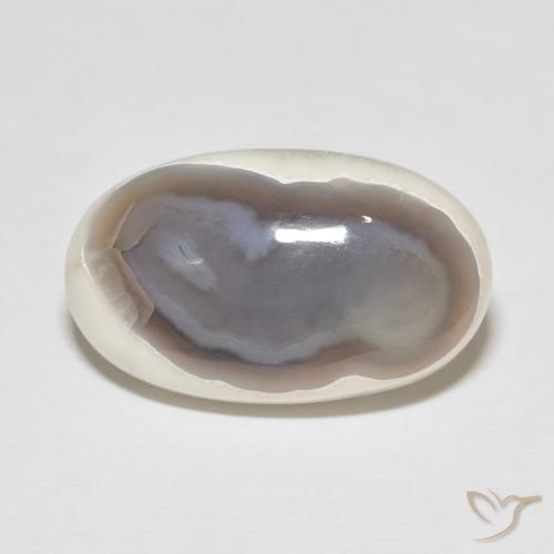 22.38ct Naturale Multicolore Bianco Agata, Ovale, Opaco