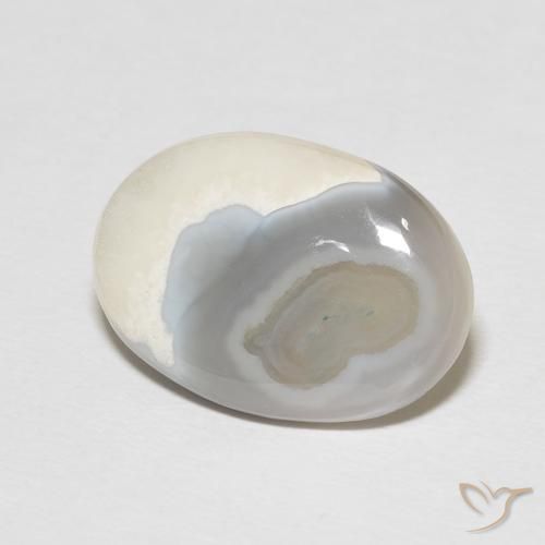 Agata Multicolore Bianco naturale da 8.92 ct, Ovale, Opaco