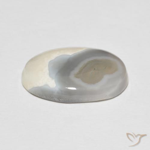 Agata Multicolore Bianco naturale da 8.92 ct, Ovale, Opaco