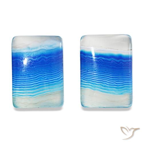 Gemme di Agata Multicolore Blu naturale da 16.94 ct, Taglio a baguette, Trasparente