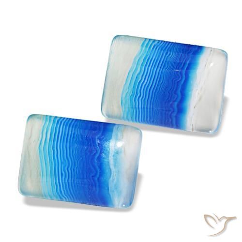 Gemme di Agata Multicolore Blu naturale da 16.94 ct, Taglio a baguette, Trasparente