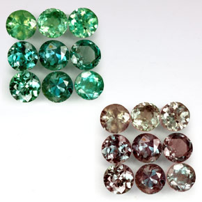 Gemme di Alessandrite Verde / Rosso naturale da  ct, Taglio rotondo, VS