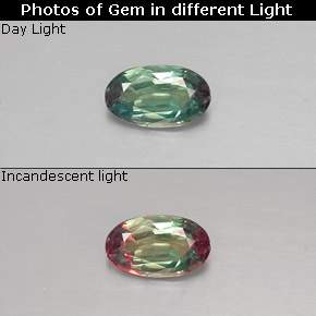 Alessandrite Verde / Rosso naturale da 0.21 ct, Taglio ovale, VS