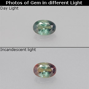 Alessandrite Verde / Rosso naturale da 0.23 ct, Taglio ovale, VS