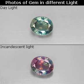 Alessandrite naturale multicolore da 0,33 ct, taglio ovale, VVS-VS
