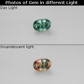 Alessandrite naturale multicolore da 0,33 ct, taglio ovale, VVS-VS