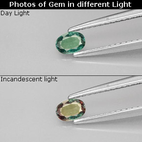 Alessandrite naturale multicolore da 0,25 ct, taglio ovale, VVS-VS