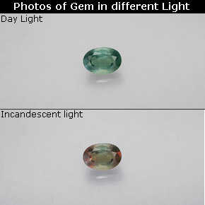 Alessandrite Verde / Rosso naturale da 0.28 ct, Taglio ovale, VS