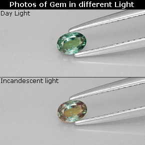 Alessandrite naturale multicolore da 0,23 ct, taglio ovale, VS