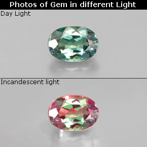 Alessandrite naturale multicolore da 0,33 ct, taglio ovale, VVS-VS