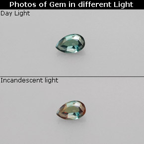 Alessandrite naturale multicolore da 0,13 ct, taglio a pera, VS