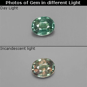 Alessandrite Verde / Rosso naturale da 0.12 ct, Taglio ovale, VS