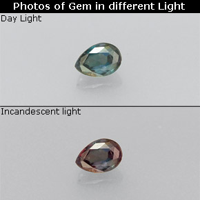 Alessandrite naturale multicolore da 0,13 ct, taglio a pera, VS