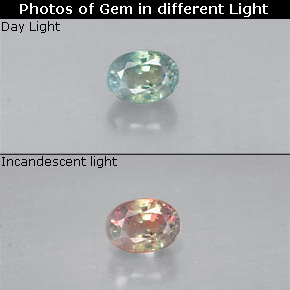 Alessandrite naturale multicolore da 0,16 ct, taglio ovale, VS