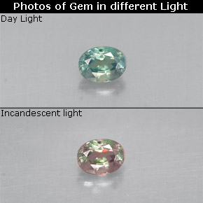 Alessandrite naturale multicolore da 0,13 ct, taglio ovale, VS