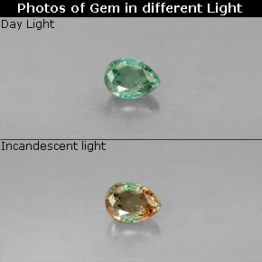 Alessandrite naturale multicolore da 0,15 ct, taglio a pera, VS