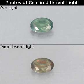 Alessandrite Verde / Rosso naturale da 0.15 ct, Taglio ovale, VS