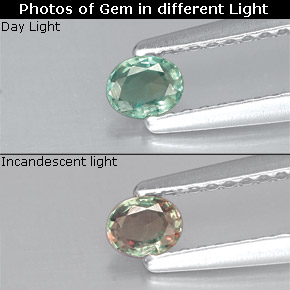 Alessandrite naturale multicolore da 0,15 ct, taglio ovale, VS