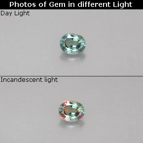 Alessandrite naturale multicolore da 0,13 ct, taglio ovale, VS