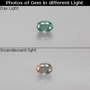 Alessandrite naturale multicolore da 0,12 ct, taglio ovale, VS