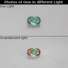 Alessandrite naturale multicolore da 0,13 ct, taglio ovale, VS