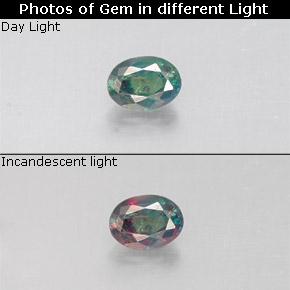 Alessandrite naturale multicolore da 0,14 ct, taglio ovale, VS
