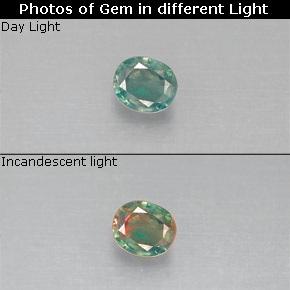 Alessandrite naturale multicolore da 0,14 ct, taglio ovale, VS