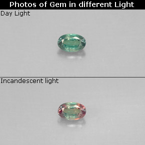 Alessandrite naturale multicolore da 0,12 ct, taglio ovale, VS