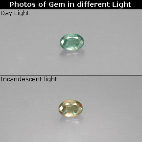 Alessandrite Verde / Rosso naturale da 0.06 ct, Taglio ovale, VS