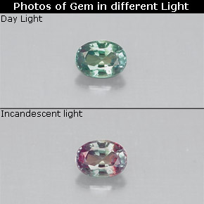 Alessandrite naturale multicolore da 0,14 ct, taglio ovale, VS
