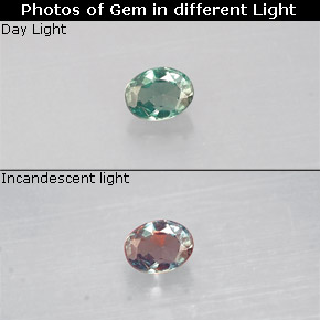 Alessandrite Verde / Rosso naturale da 0.09 ct, Taglio ovale, VS
