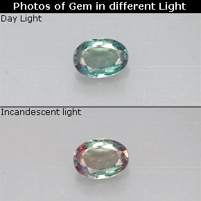 Alessandrite Verde / Rosso naturale da 0.15 ct, Taglio ovale, VS