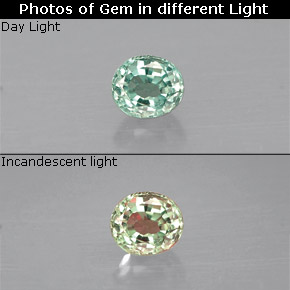 Alessandrite naturale multicolore da 0,14 ct, taglio ovale, VS