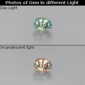 Alessandrite naturale multicolore da 0,13 ct, taglio ovale, VS
