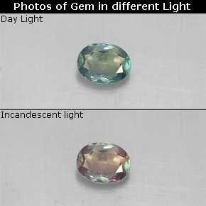 Alessandrite naturale multicolore da 0,14 ct, taglio ovale, VS