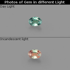 Alessandrite Verde / Rosso naturale da 0.10 ct, Taglio ovale, VS