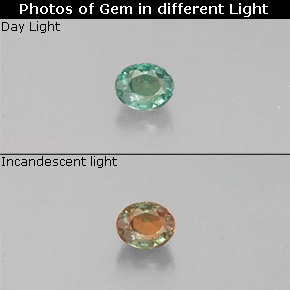 Alessandrite Verde / Rosso naturale da 0.06 ct, Taglio ovale, VVS-VS