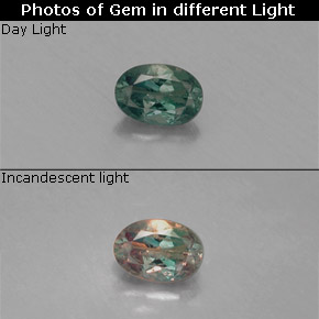 Alessandrite naturale multicolore da 0,12 ct, taglio ovale, VS