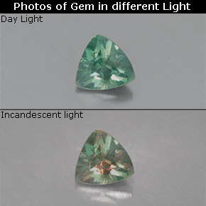 Alessandrite Verde / Rosso naturale da 0.15 ct, Taglio trillion, VS