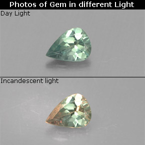 Alessandrite naturale multicolore da 0,13 ct, taglio a pera, VS