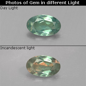 Alessandrite Verde / Rosso naturale da 0.24 ct, Taglio ovale, VS