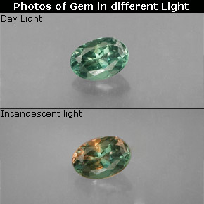 Alessandrite Verde / Rosso naturale da 0.25 ct, Taglio ovale, VS