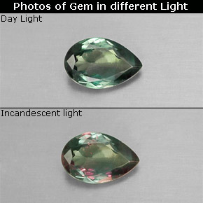 Alessandrite naturale multicolore da 0,34 ct, taglio a pera, VS